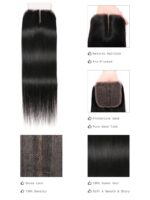 Lumivive Hair Upgrade T Part Lace Closure with Baby Hair Straight Human Hair Closure Middle Part Natural Black - Image 5