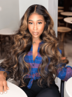 Lumivive Brown Balayage 13x4 Lace Closure With 3Pcs Body Wave Bundles - Image 3