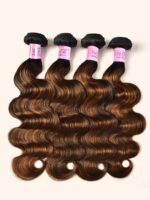 Lumivive 1B/30 Brown Ombre 4Pcs Hair Bundles With Lace Closure - Image 5