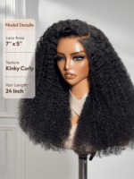 Lumivive Bye Bye Knots Wig 7x5 Glueless Lace Black Kinky Curly Wig With Bleached Knots - Image 6