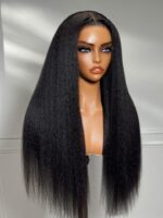 Lumivive HD Real Scalp™ Wig 13x4 Invisible Lace Frontal Black Kinky Straight Wig With Invisi Drawstring - Image 9