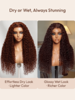 Lumivive Bye-Bye Knots™ Pre-Cut Lace Put On And Go Reddish Brown Curly Wig - Image 11