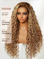Lumivive Lace Front Bronde With Honey Blonde Highlights Water Wave Glueless Drawstring Wig - Image 10