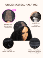 Lumivive Maxreal Half Wig 2x4 Lace Part Black Kinky Curly Wig - Image 4
