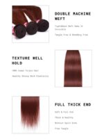 Lumivive Dark Auburn Straight Remy Human Hair 3 Bundles With Closure Deal - Image 9