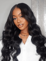 Lumivive 6x4.5 Put On And Go Pre Cut Lace Quick & Easy Body Wave Black Wig