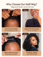 Lumivive Maxreal Half Wig 2x4 Lace Part Black Kinky Curly Wig - Image 7