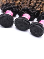 Lumivive #FB30 Brown Balayage Highlight 3Pcs Jerry Curly Human Hair Bundles - Image 4