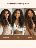 Lumivive Bye-Bye Knots™ 7x5 Lace Black to Chestnut Brown Ombre Curly Wig With Defined Finger Coil Ends Drawstring Wig - Image 9