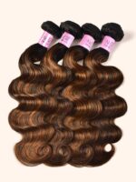 Lumivive Classic Brown Highlight 4Pcs Human Hair Body Wave Bundles - Image 6