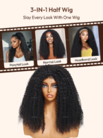 Lumivive Half Wig 4C Kinky Curly Glueless Flip Over Wig for Beginners - Image 3