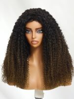 Lumivive Flip Over Half Wig Black to Chestnut Brown Ombre Kinky Curly Wig