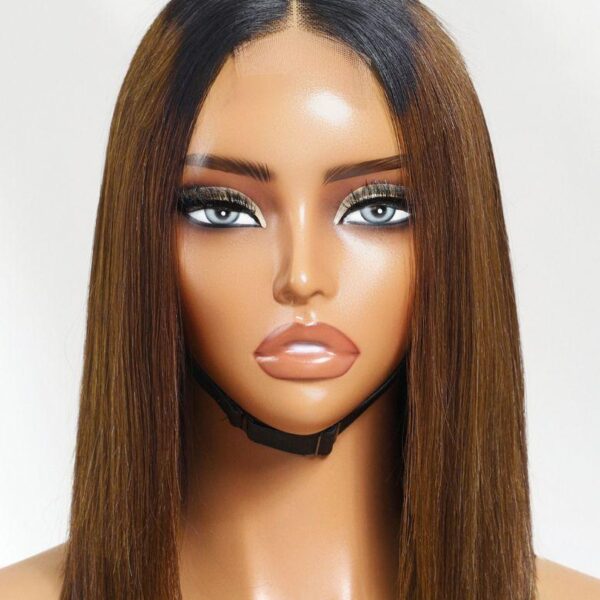 Lumivive 2x6 Closure 200% Density #4 Brown With Dark Root Bob Wig