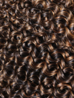 Lumivive #FB30 Brown Balayage Jerry Curly 1 Piece Human Hair Bundle - Image 4