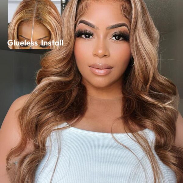 Lumivive Pre-Everything™ Lace Front Honey Blonde Highlights Body Wave Human Hair Wig
