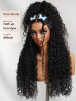 Lumivive  Bye-Bye Knots™ 7x5 Lace Natural Black 4D Mixed Texture Burmese Curly Wig with Invisi Drawstring - Image 4