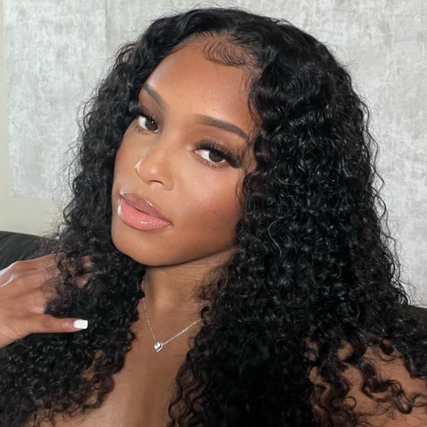 Lumivive Put On And Go 6x4.5 Pre Cut Lace Curly Black Glueless Air Wig