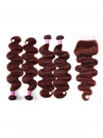 Lumivive Dark Auburn Body Wave Remy Human Hair 4 Bundles With Closure Deal - Image 3