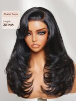 Lumivive 7x5 Bye-Bye Slip™ Lace Feathered Blowout Wig with Face-Framing Layers and Deep Side Part Bangs - Image 4