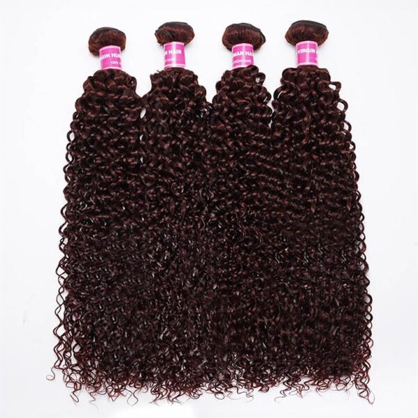 Lumivive Vibrant Reddish Brown Jerry Curl 4Pcs 100% Remy Human Hair Bundles Deal