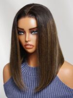 Lumivive 7x5 Bye Bye Slip™ Lace Balayage Highlights Yaki Straight Bob Wig with Invisi Drawstring