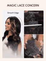 Lumivive Light Brown & Golden Blonde Highlights Body Wave Replaceable Lace Closure For Magic Lace Wig - Image 5