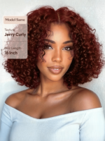 Lumivive Bye-Bye Knots™ Pre-Cut Lace Put On And Go Reddish Brown Curly Wig - Image 4