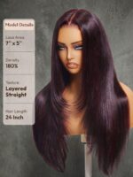Lumivive Pre-Everything™ Black Cherry Lace Front Purple Wig In Layered Cut - Image 8