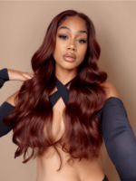 Lumivive Dark Auburn Body Wave Remy Human Hair 4x4 Free Part Closure