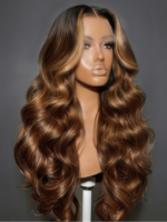 Lumivive 360 HD Lace Real Scalp™ Caramel Brown With Money Piece Highlights Body Wave Wig
