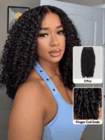 Lumivive 3 Packs Burmese Curly Human Hair Bundles With Twist Out Ends