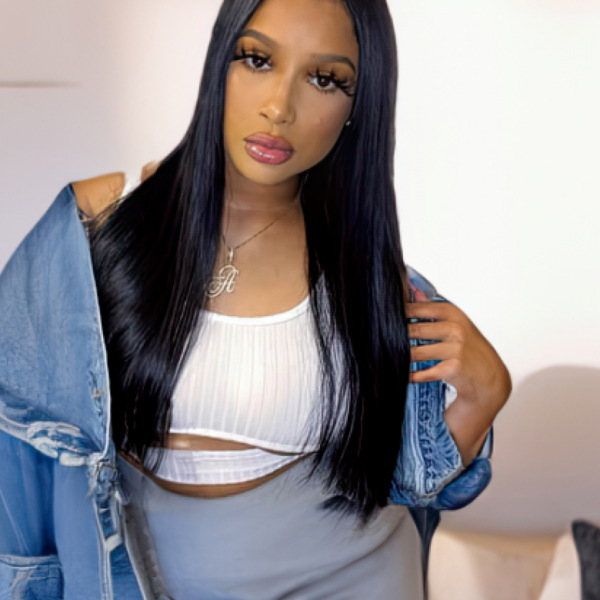 Lumivive Hair Upgrade T Part Lace Closure with Baby Hair Straight Human Hair Closure Middle Part Natural Black