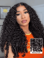 Lumivive 13x4 Pre-Everything™ Lace Frontal Natural Black Burmese Curly Wig with Finger Coily Ends - Image 2