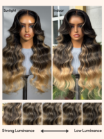 Lumivive Bye-Bye Knots™ 7x5 Lace Black With Blonde Highlights Loose Wave Wig With Face Framing Layers - Image 5