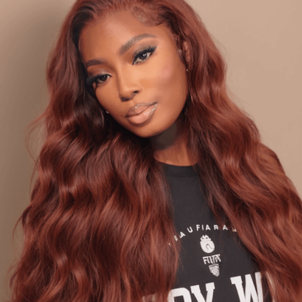 Lumivive Put On And Go 6X4.5 Pre-Cut Lace Reddish Brown Body Wave Air Wig