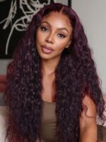 Lumivive 13x4 Pre-Everything™ Lace Frontal Black Cherry Water Wave Glueless Drawstring Wig - Image 2