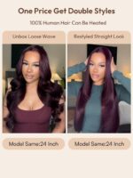 Lumivive Pre-Everything™ Black Cherry Lace Front Purple Wig In Layered Cut - Image 5