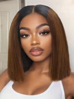 Lumivive 2x6 Closure 200% Density #4 Brown With Dark Root Bob Wig