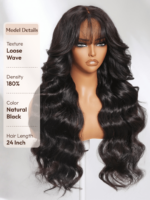 Lumivive Black Yaki Wig Human Hair Glueless Wig with Blunt Bangs - Image 5