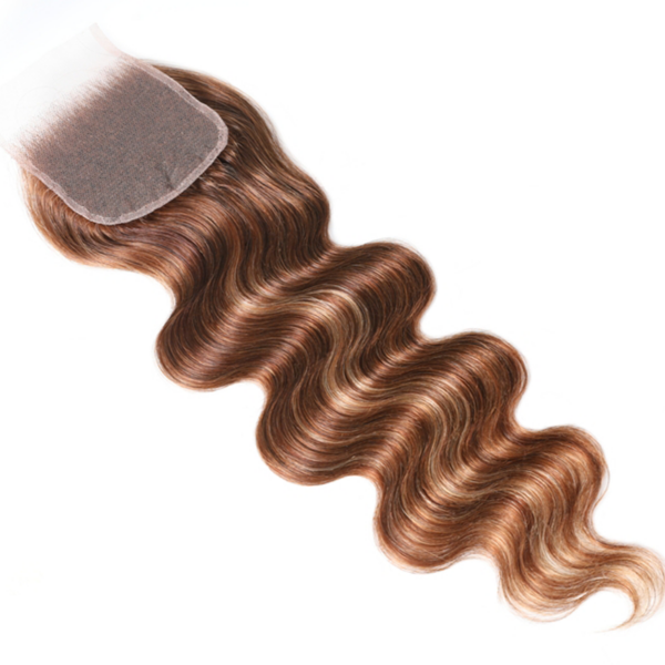 Lumivive Honey Blonde Highlighted Body Wave 4x4 Free Part Closure