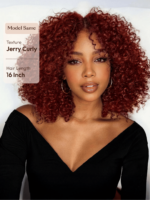 Lumivive Bye-Bye Knots™ Pre-Cut Lace Put On And Go Reddish Brown Curly Wig - Image 5